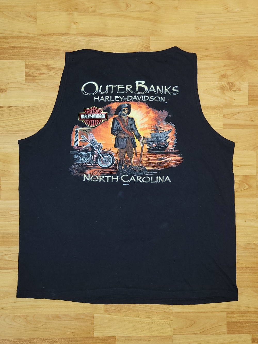 Vintage Harley Davidson Pirate Outer Banks NC Muscle Tank Top Men's Size XL